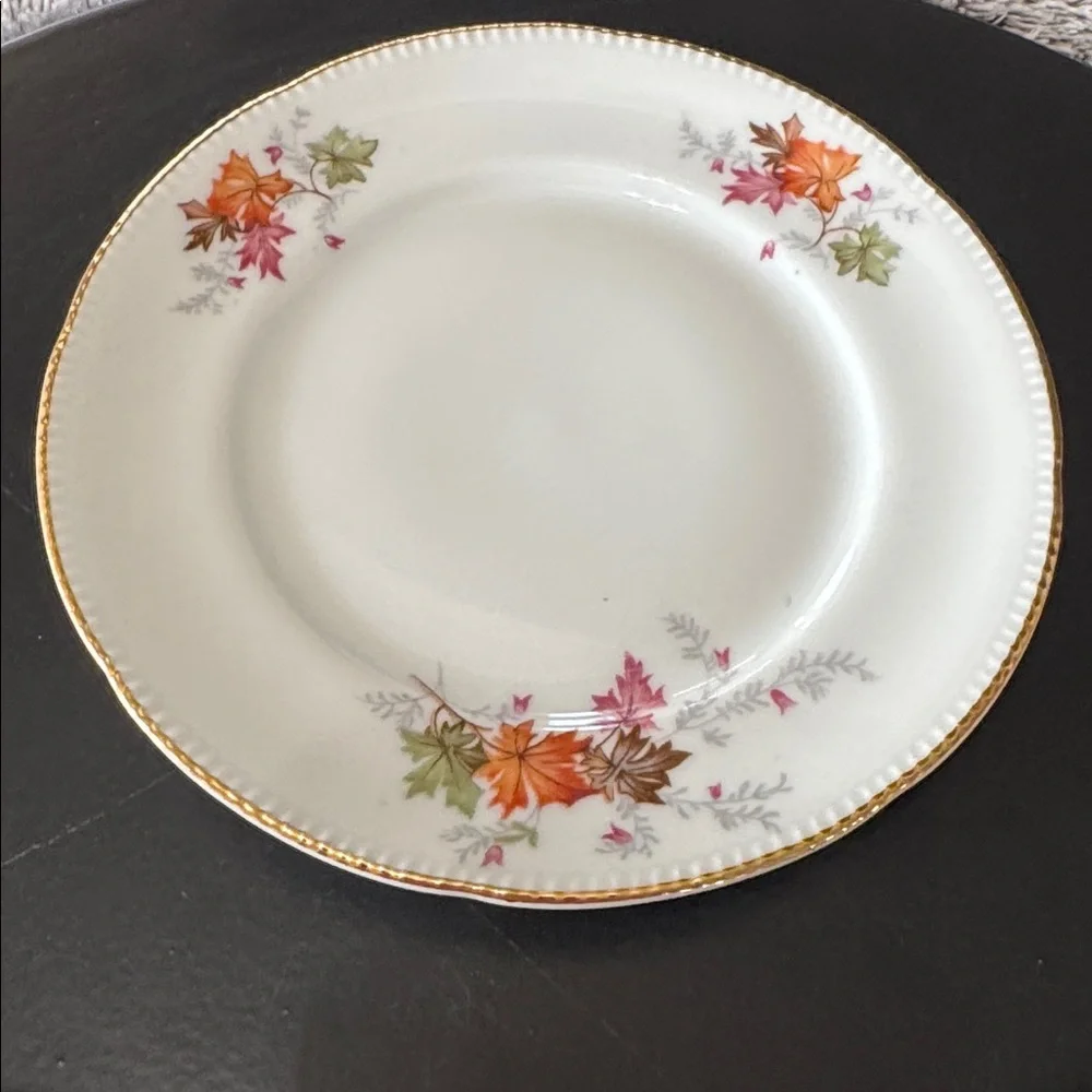 Winterling Germany Autumn Leaves Set of 4 Dessert Salad Plates Gold Trim Rim